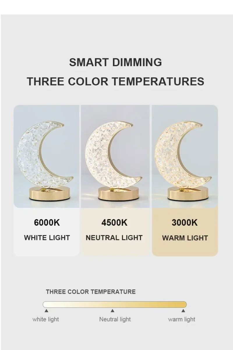 Crystal Touch Dimming Night Light – USB LED Bedside Lamp for Bedroom Décor