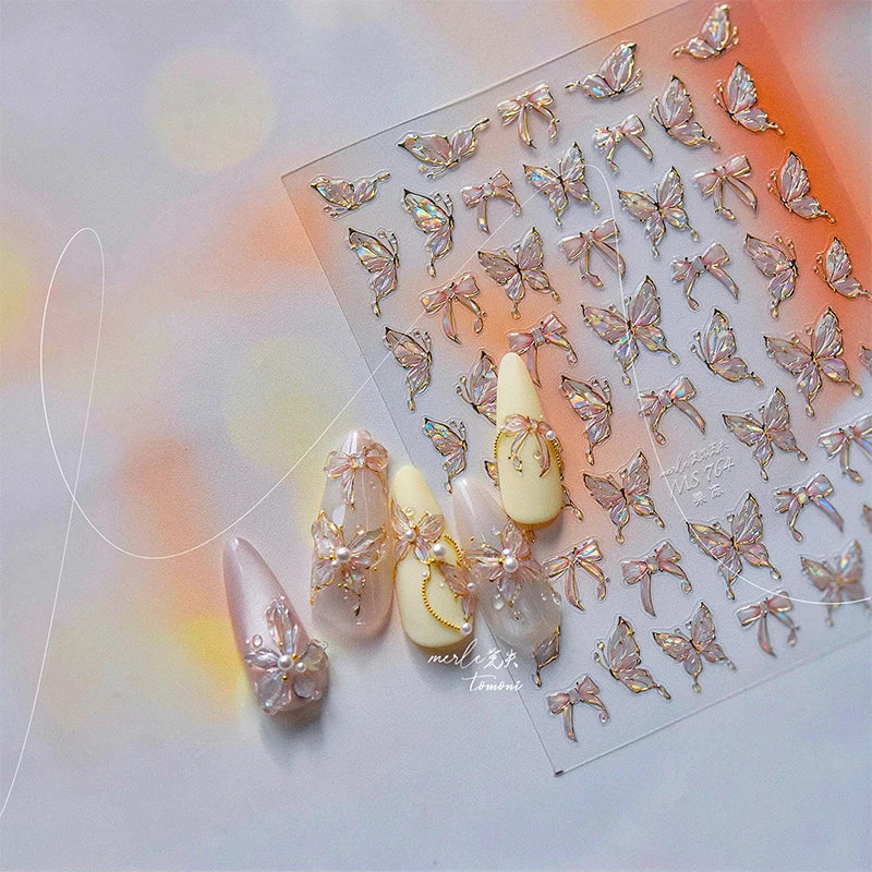 3D Jelly Flower Butterfly Nail Art Stickers T-4204