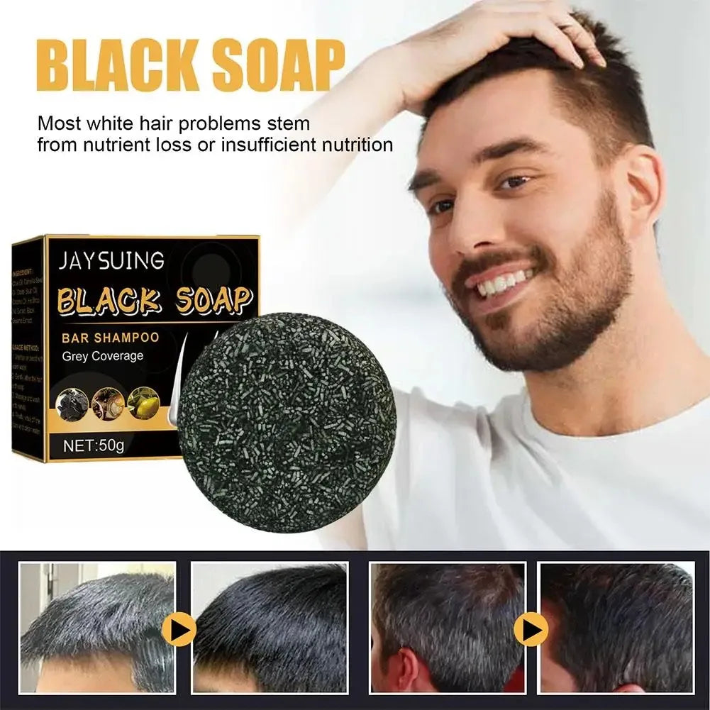 Polygonum Black Hair Shampoo Bar – Darkening & Repair Soap for Gray Hair (Unisex)