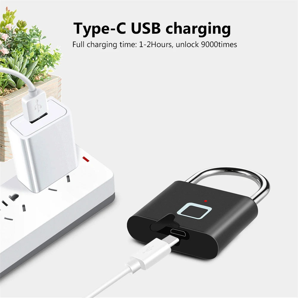KERUI Smart Fingerprint Padlock – USB Rechargeable Waterproof Anti-Theft Lock
