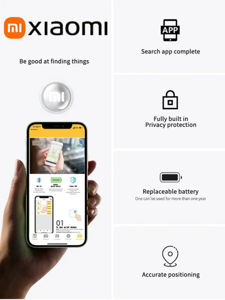 Xiaomi Mini GPS Tracker – Smart Bluetooth Locator with FindMy App for Kids, Pets & Bags