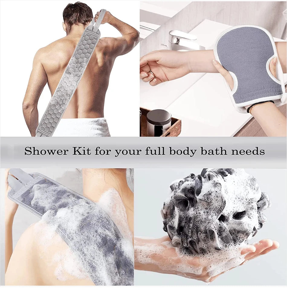 3-Piece Body Scrubber Set – Glove, Brush & Loofah