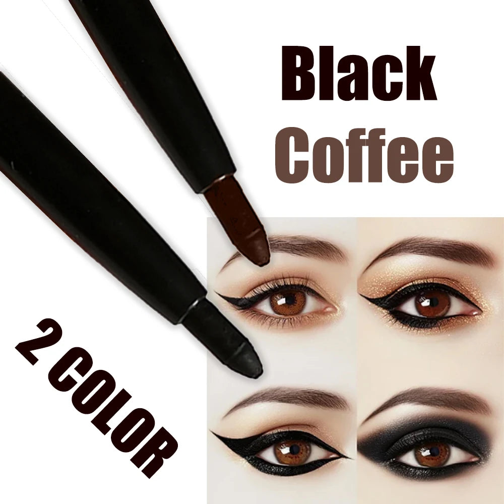2Pcs Waterproof Black & Brown Eyeliner Pencils – Smudge-Proof & Long-Lasting