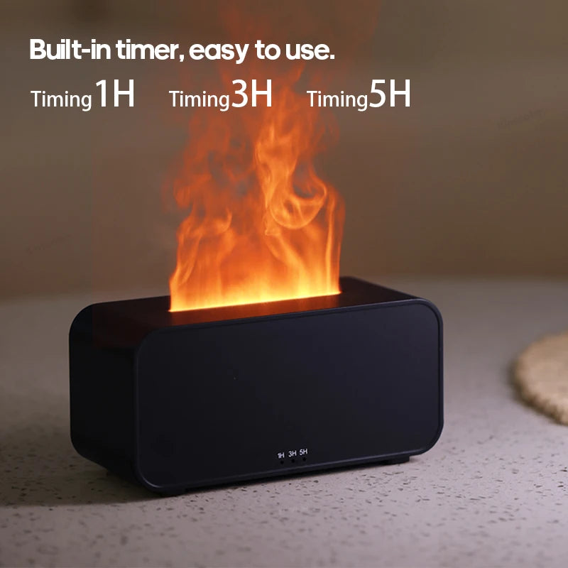 Flame Effect Aromatherapy Humidifier – Mini LED Diffuser with Timer