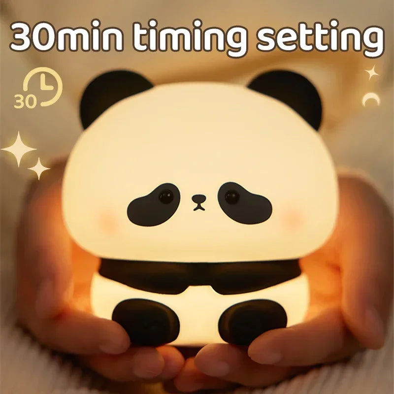 Cute Cartoon Panda LED Night Light – USB Rechargeable Bedside Lamp